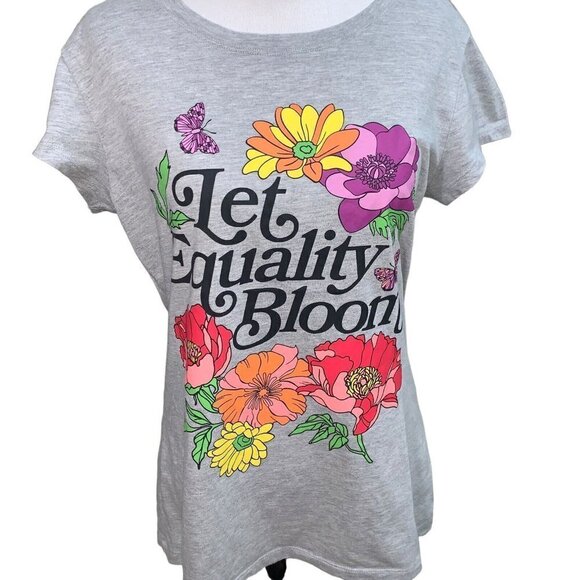 Wound Up Girl's Graphic T-Shirt Size XL (15-17) Equality Print Floral Cotton - Picture 2 of 5
